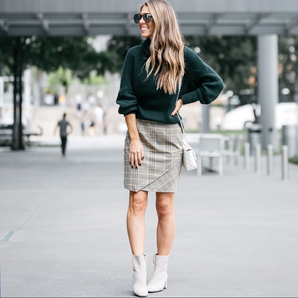 Cabi Plaid Pastime Faux Wrap Skirt (Sz Small) #3584